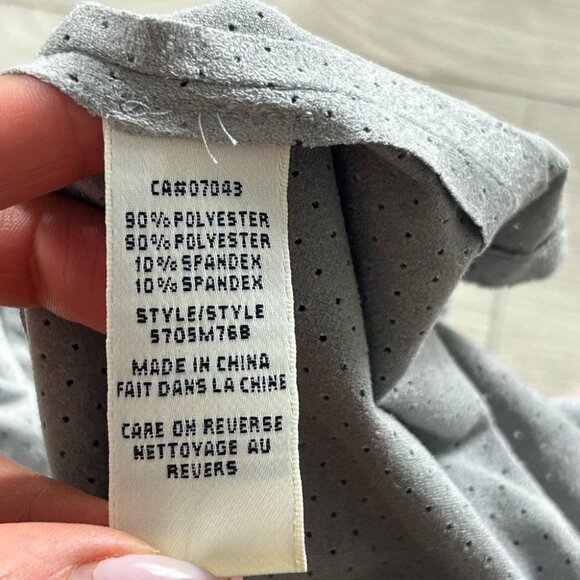 Gray Faux Suede Halter Neck Tank Blouse Top - Picture 4 of 6